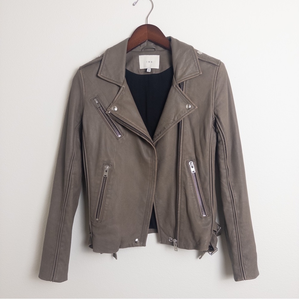IRO Tara lamb leather tan moto biker jacket size Euro 38/6 - US 2